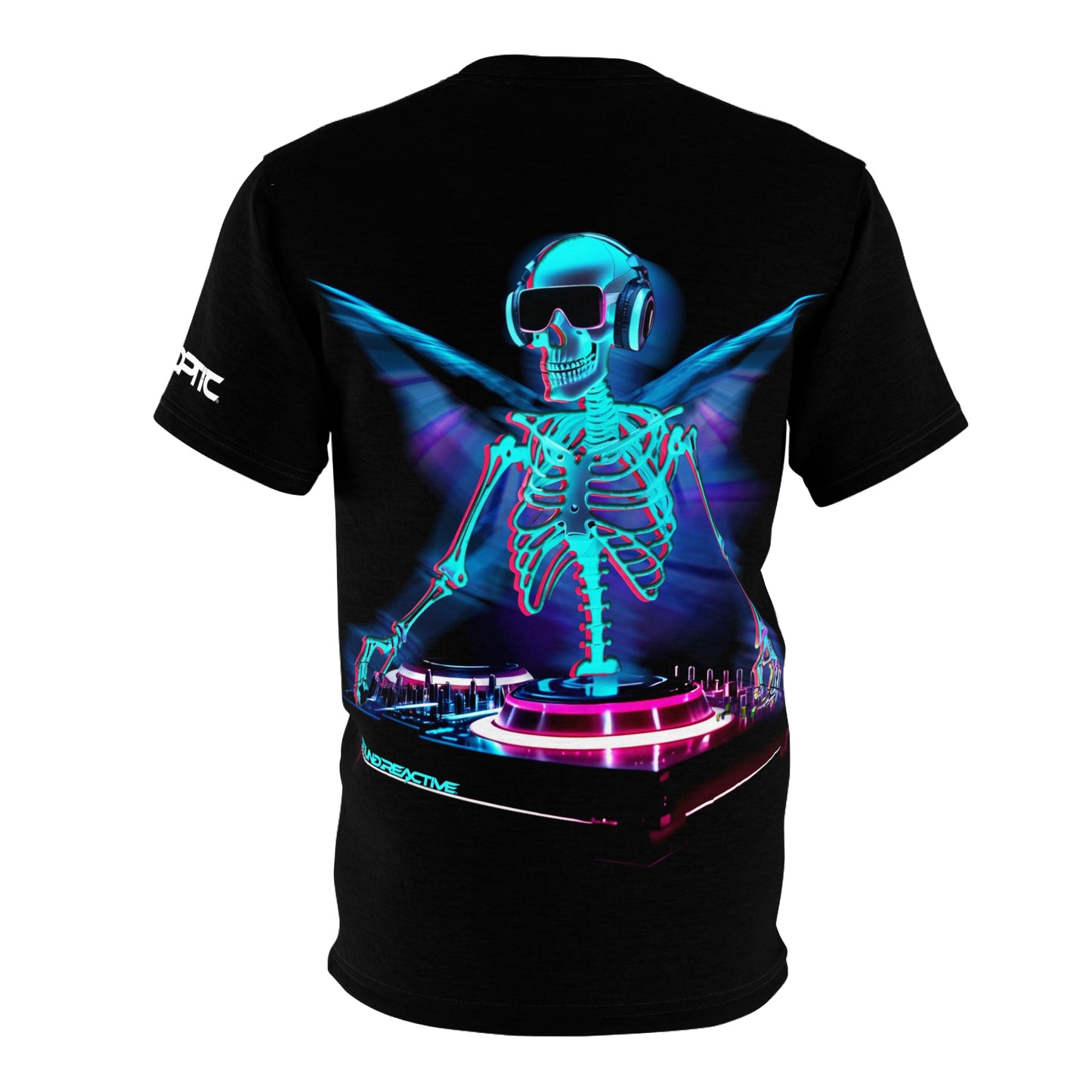 HUBOPTIC® Neon Skeleton DJ Sound Reactive Streetwear Rave T-shirt Graphic Tees V2501