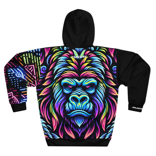 HUBOPTIC® Original Gorilla Gamer Neon Hoodie Sound Reactive Pullover Hoodie DJ Streetwear V25400