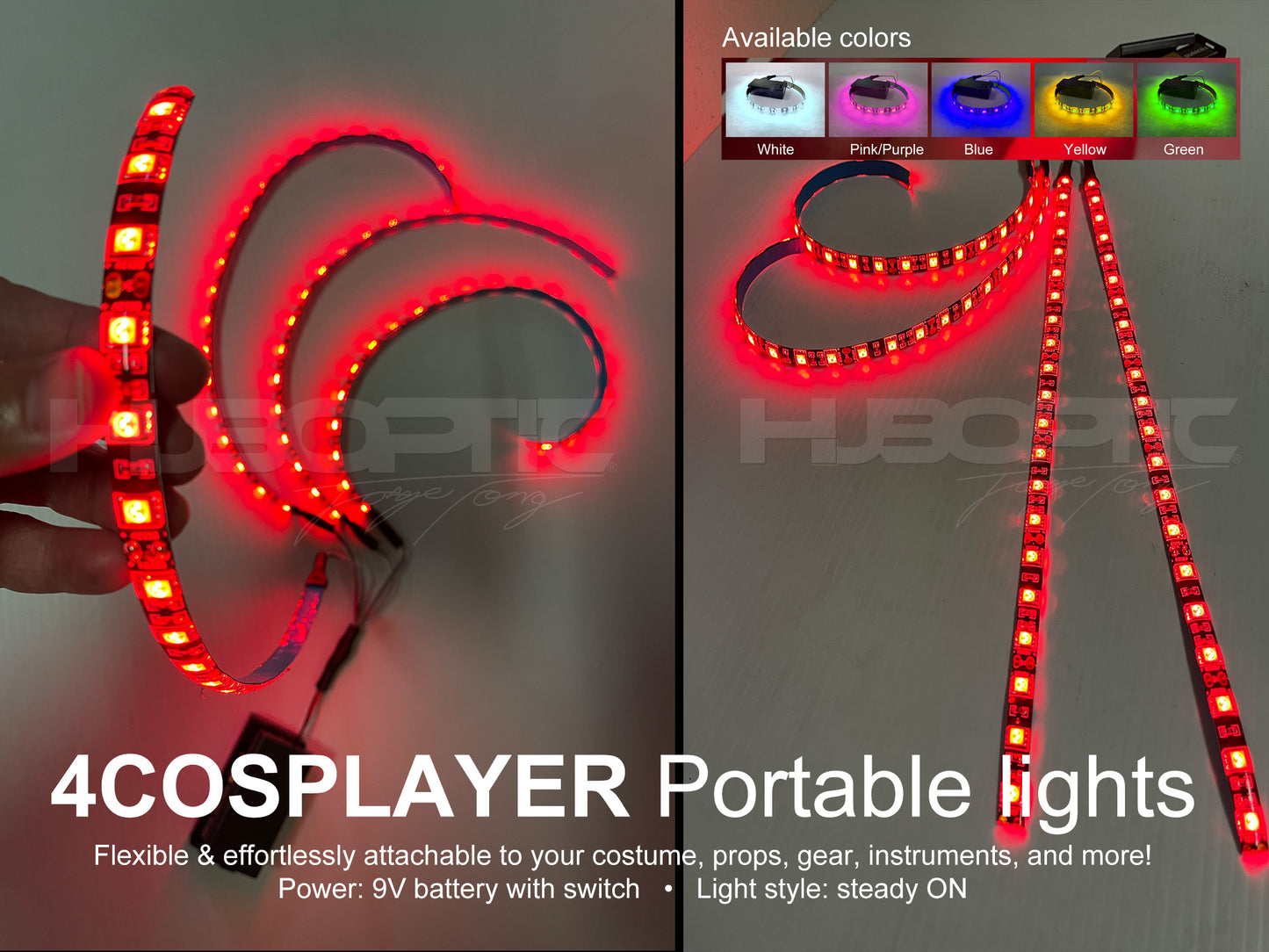 4Cosplayer portable lights Steady ON switch for Light Up Clothing Cosplayer Costume Party HUBOPTIC® Portable DIY lights ledcuts5000