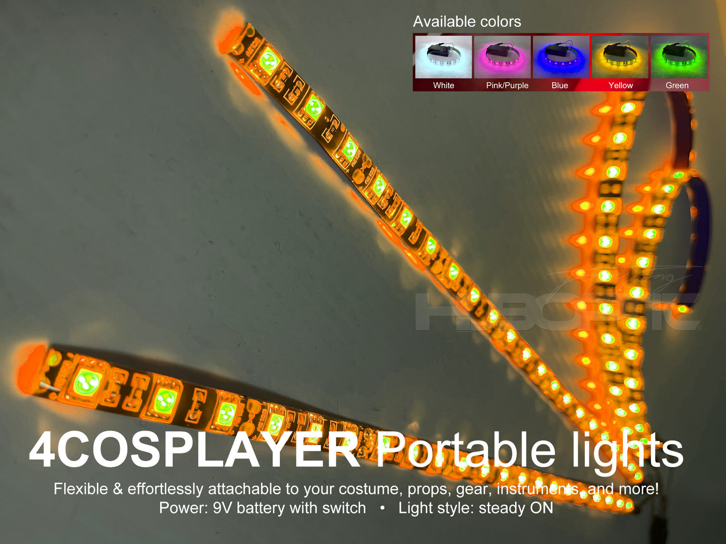 4Cosplayer portable lights Steady ON switch for Light Up Clothing Cosplayer Costume Party HUBOPTIC® Portable DIY lights ledcuts5000