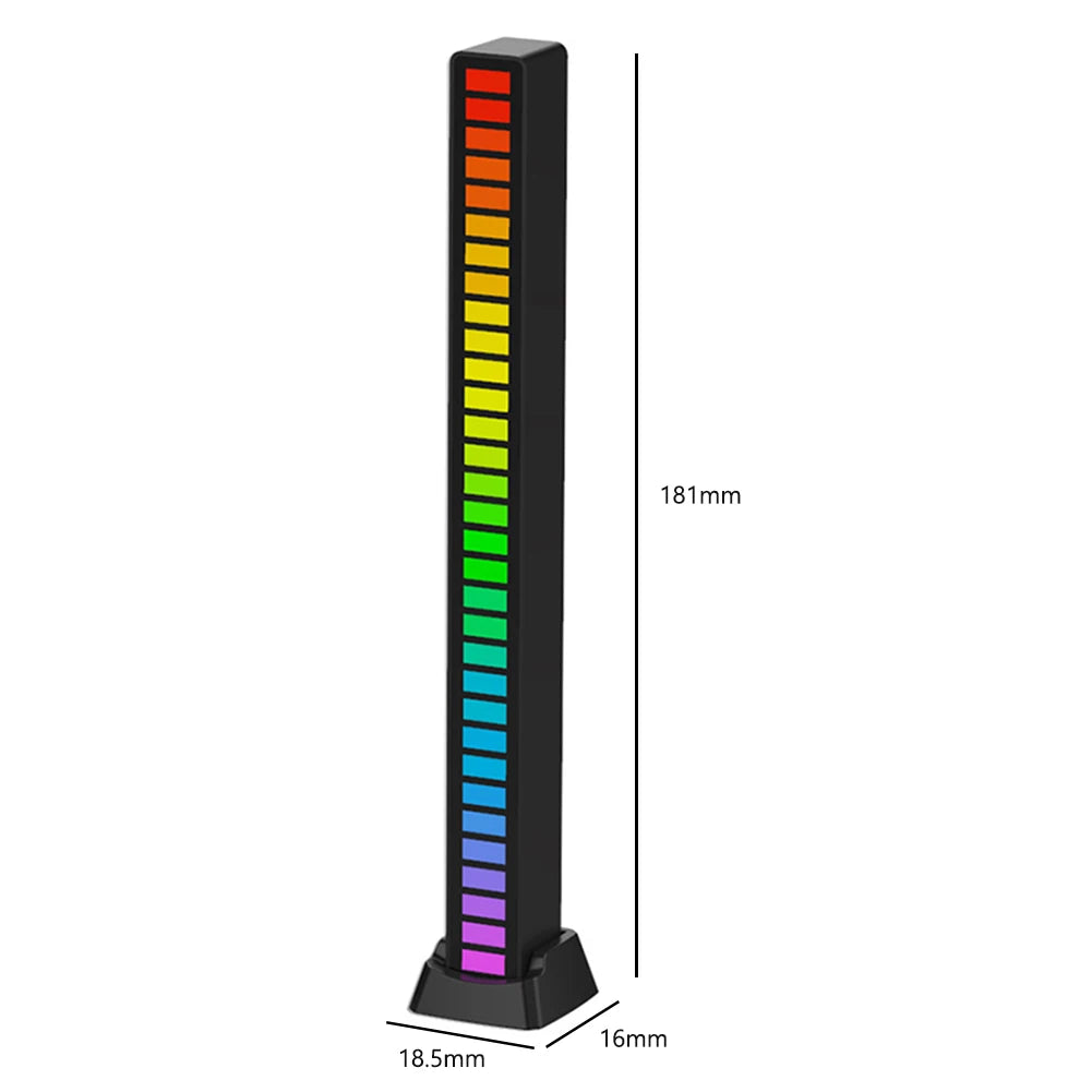 RGB Music Equalizer Sound Reactive Bar Music Sound Activated Rhythm Lamp Bar Sound Control LED Car Atmosphere Light Bar Colorful Music Ambient Light Up EQ