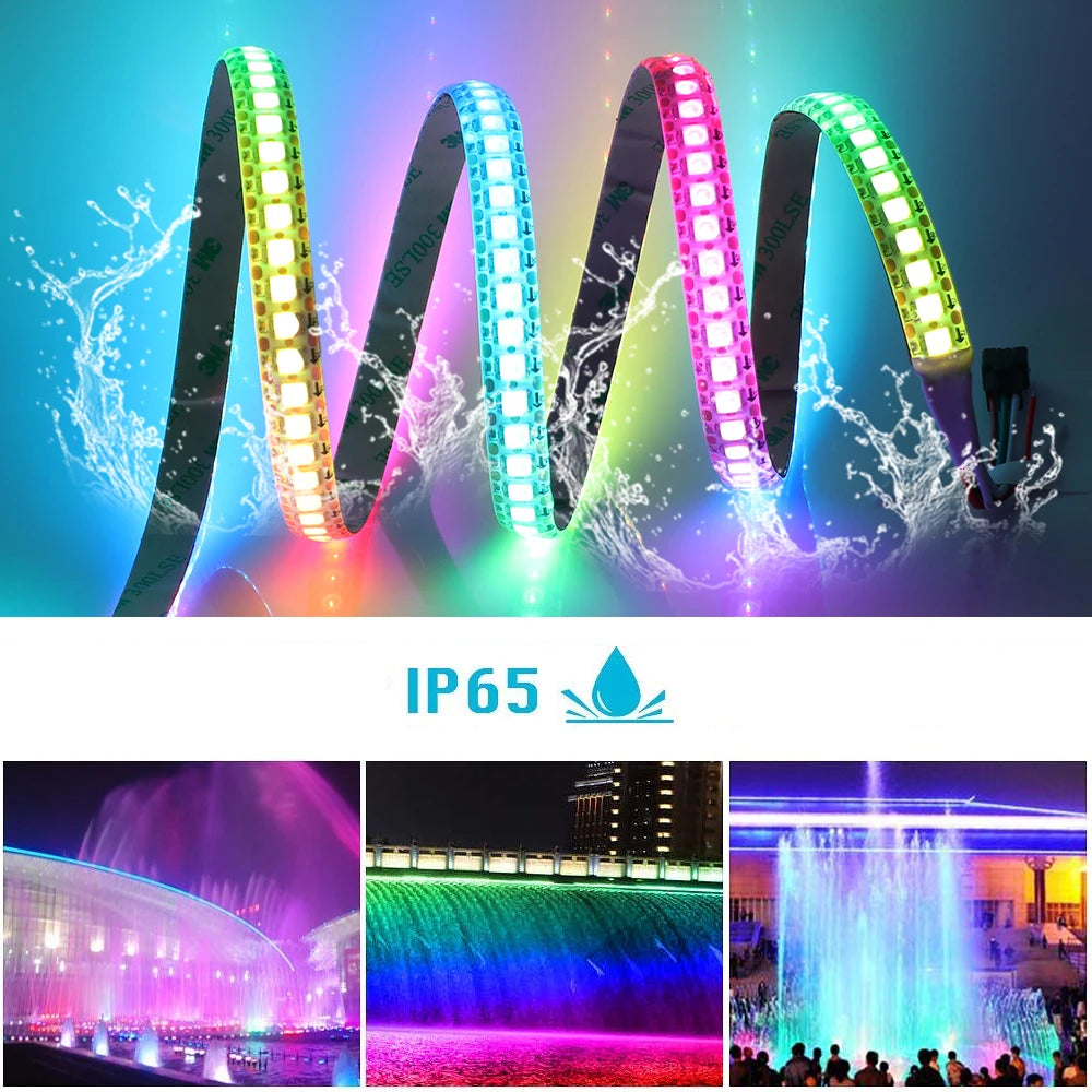 RGB LED Strips DC 5V WS2812B LED Strip Waterproof 30LEDs/m 60LEDs/m 144Leds/m 5050 Multicolor Flexible LED Light Lamp 1m 2m 3m 4m 5m