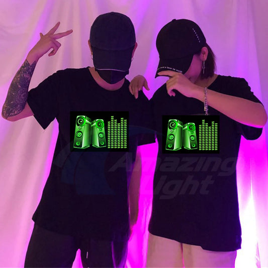 Sound Active Equalizer LED Tees Light Up T-Shirt Sound Reactive tshirt