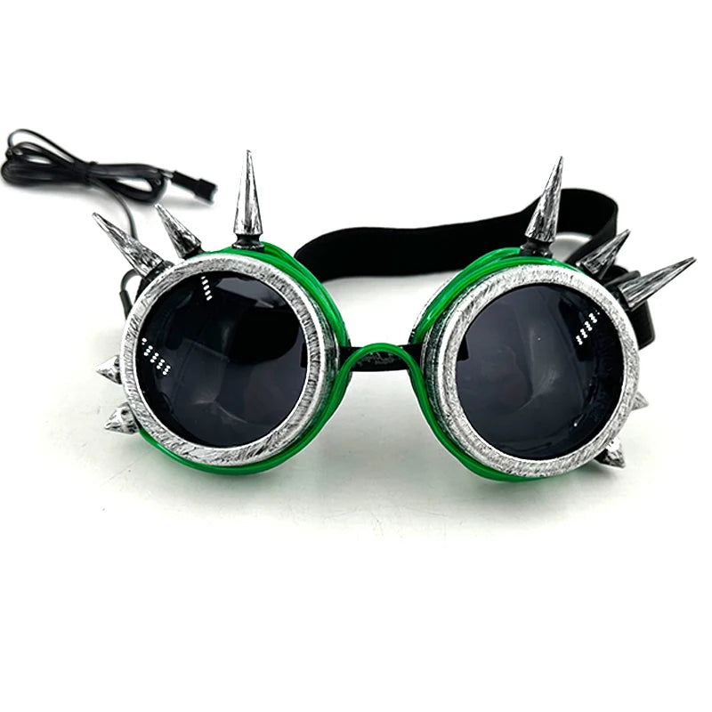 Steampunk Goggles Glasses Cyberpunk Retro LED Gothic DJ Party Festival Light Up Glowing Costume Cosplay