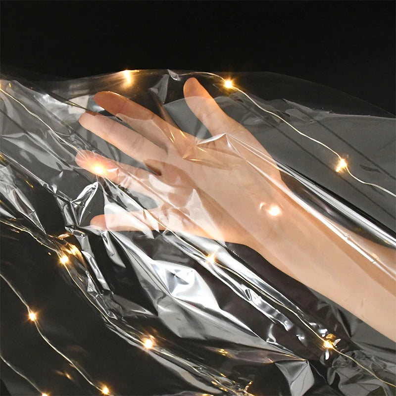 Wedding Light Up Bouquet Wrapping Cellophane Light Up Clear Wrap Waterproof Flower Gift Packing Luminous LED Clear Cellophane  For Valentine Day Party Craft Paper