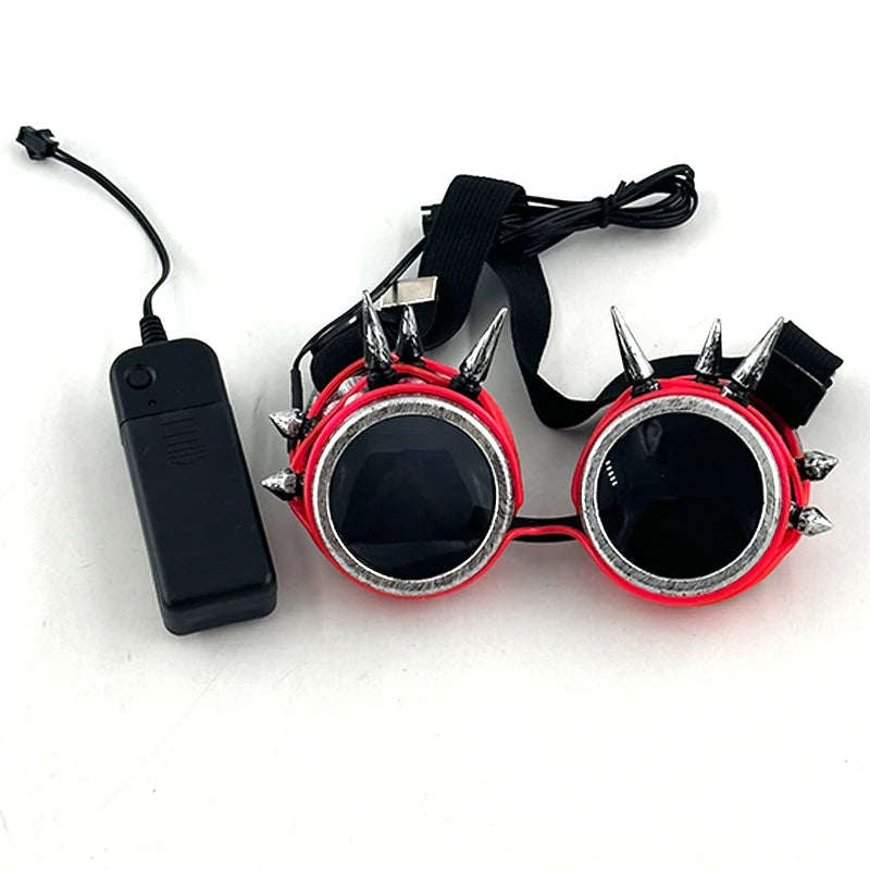 Steampunk Goggles Glasses Cyberpunk Retro LED Gothic DJ Party Festival Light Up Glowing Costume Cosplay