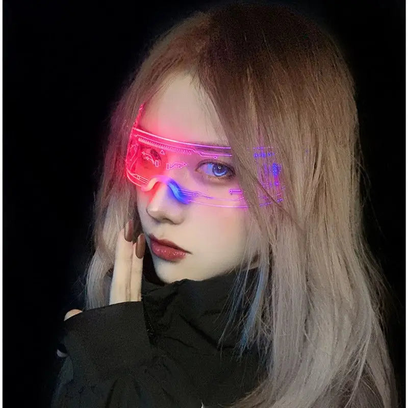 Cyber Futuristic LED Party Glasses - Multicolor Perfect for DJ Gigs Music Festivals Dancers Streamers Clear Glasses Costumer Cosplay