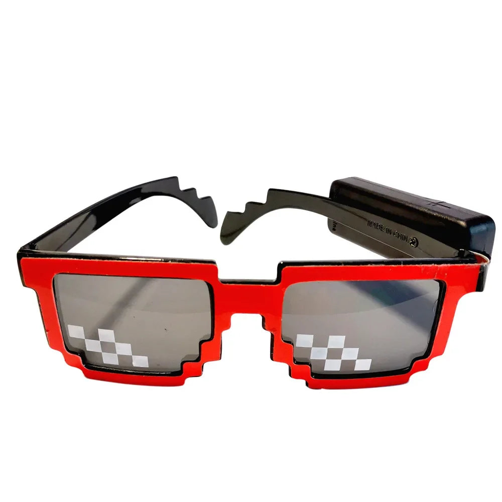 Pixel DJ LED Glasses Glow Pixelated Sunglasses Cartoon Style Neon Glow Glasses Glow in The Dark Party Costume Cosplay