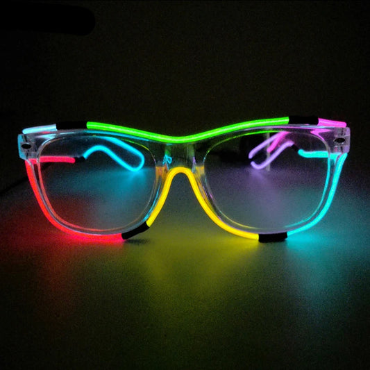 DJ Party Glasses Colorful Neon Glowing Eye Gigs Live Streaming LED Fluorescent Glasses Party Props Glow Glasses Luminous Glasses Costume Cosplay