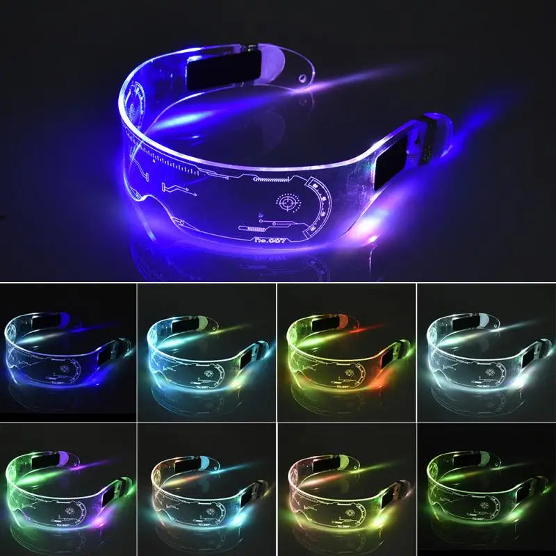 Cyber Futuristic LED Party Glasses - Multicolor Perfect for DJ Gigs Music Festivals Dancers Streamers Clear Glasses Costumer Cosplay