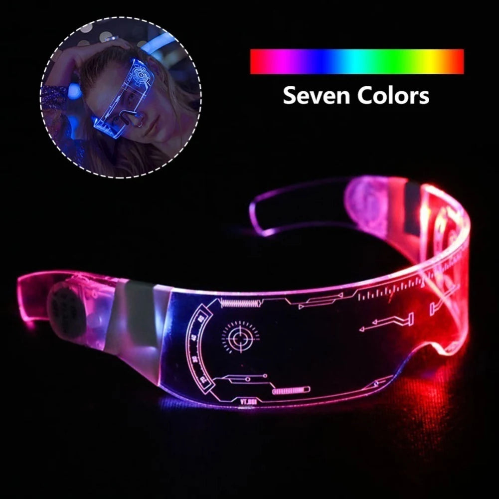 Cyber Futuristic LED Party Glasses - Multicolor Perfect for DJ Gigs Music Festivals Dancers Streamers Clear Glasses Costumer Cosplay