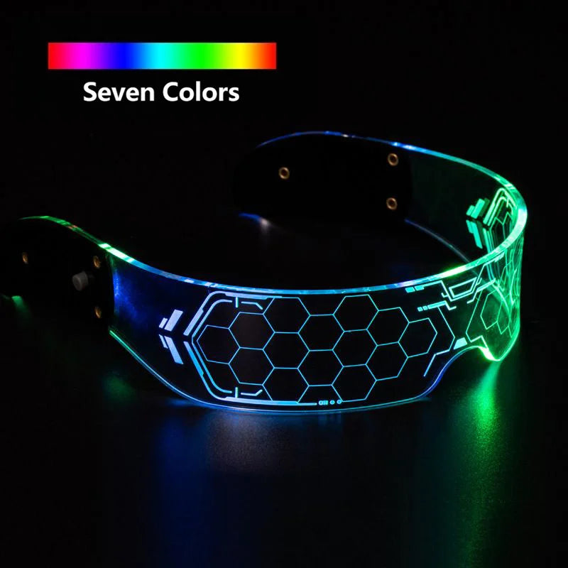 Cyber Futuristic LED Party Glasses - Multicolor Perfect for DJ Gigs Music Festivals Dancers Streamers Clear Glasses Costumer Cosplay