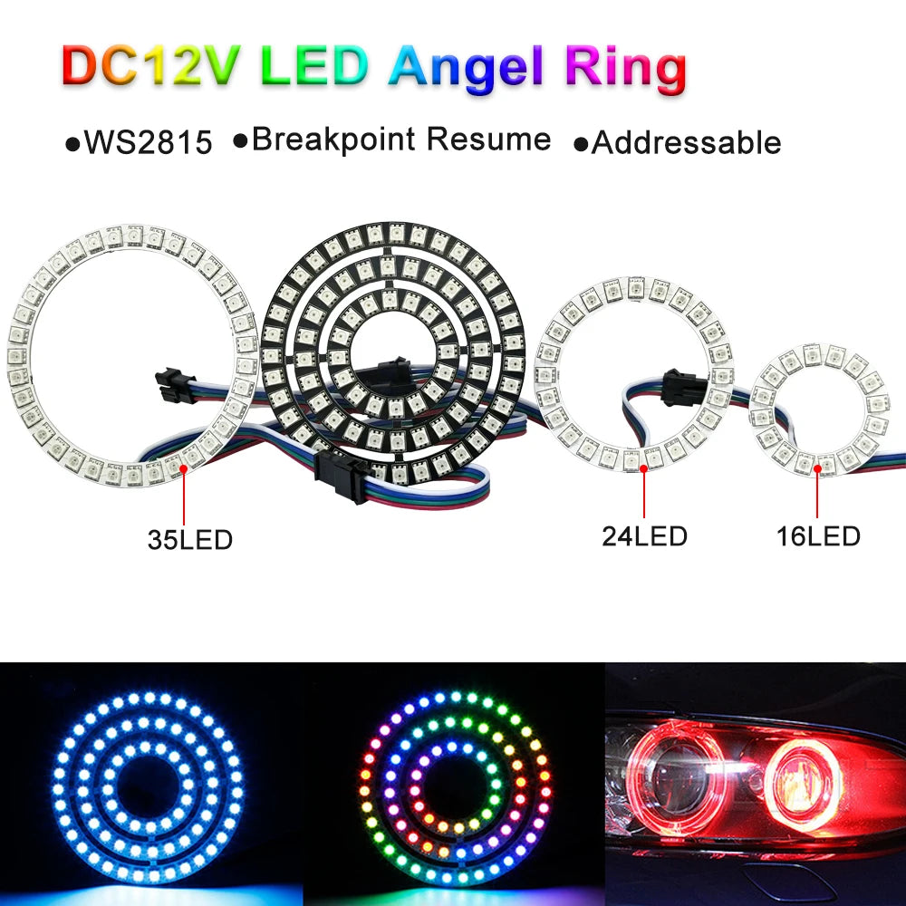 Circle LED Angel Ring Individually Addressable 4Pin Pixels Round Module 5050 RGB DIY LED Project Multicolor