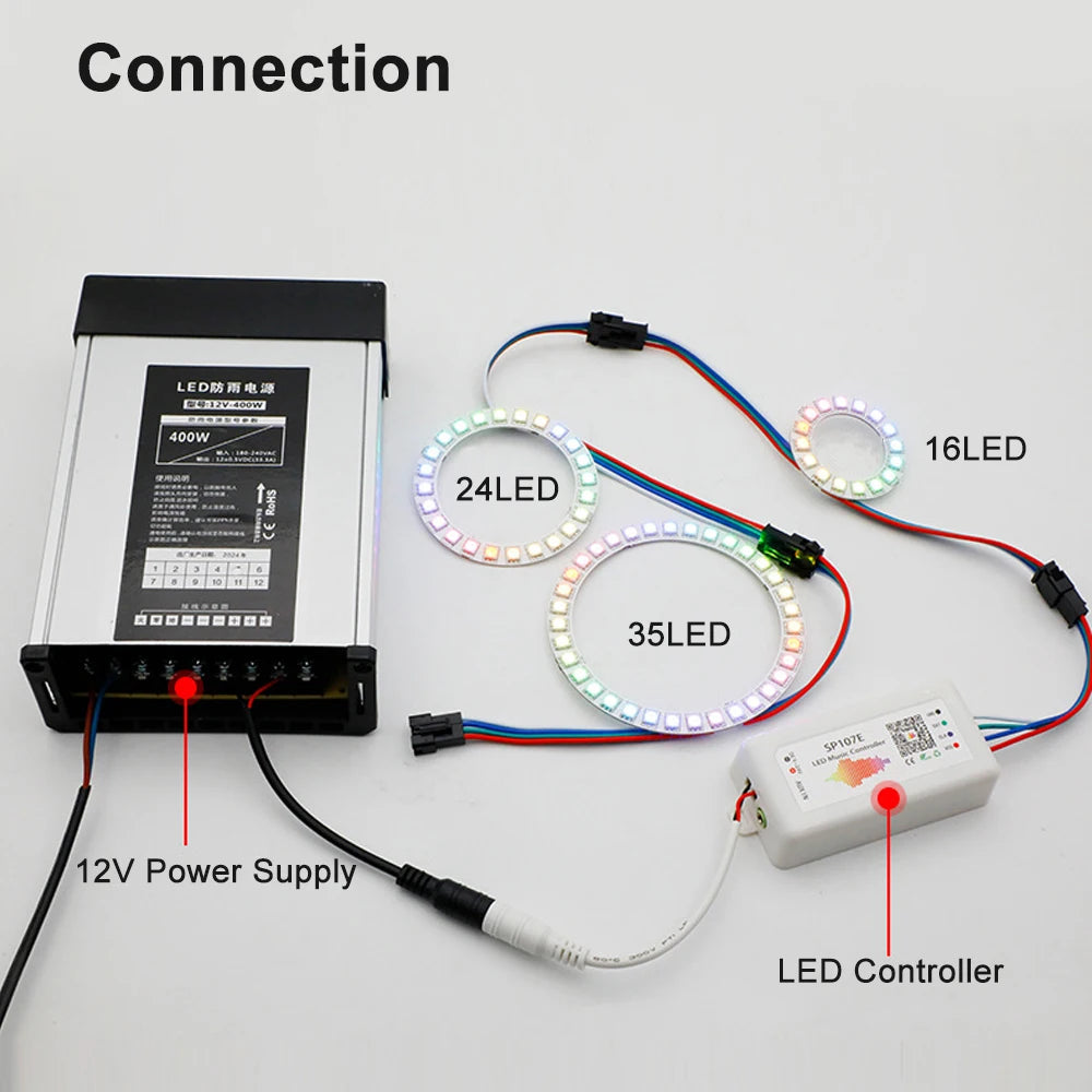 Circle LED Angel Ring Individually Addressable 4Pin Pixels Round Module 5050 RGB DIY LED Project Multicolor