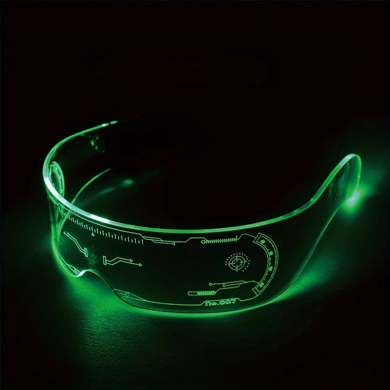 Cyber Futuristic LED Party Glasses - Multicolor Perfect for DJ Gigs Music Festivals Dancers Streamers Clear Glasses Costumer Cosplay