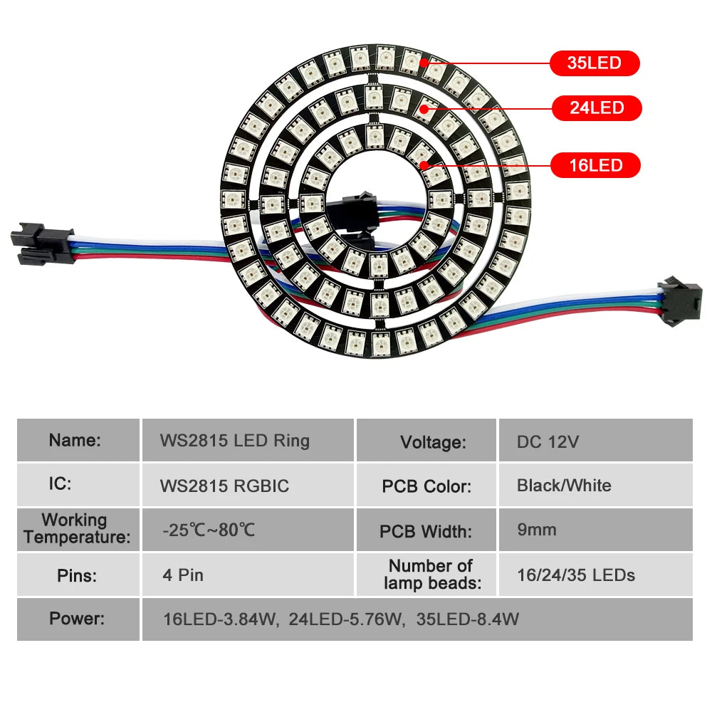 Circle LED Angel Ring Individually Addressable 4Pin Pixels Round Module 5050 RGB DIY LED Project Multicolor