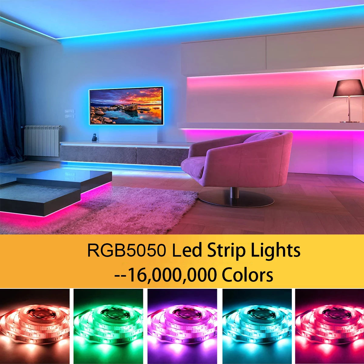 Decorative RGB LED Strip Light Self Adhesive 5050 RGB USB Flexible Lamp Cable Bluetooth APP Control Desk Screen TV Back Lighting