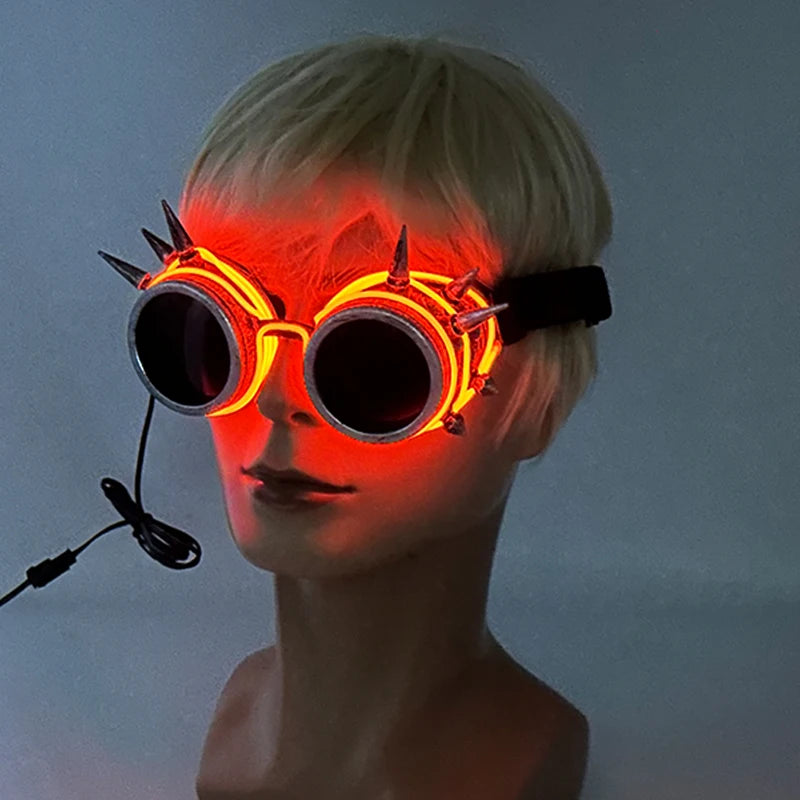 Steampunk Goggles Glasses Cyberpunk Retro LED Gothic DJ Party Festival Light Up Glowing Costume Cosplay