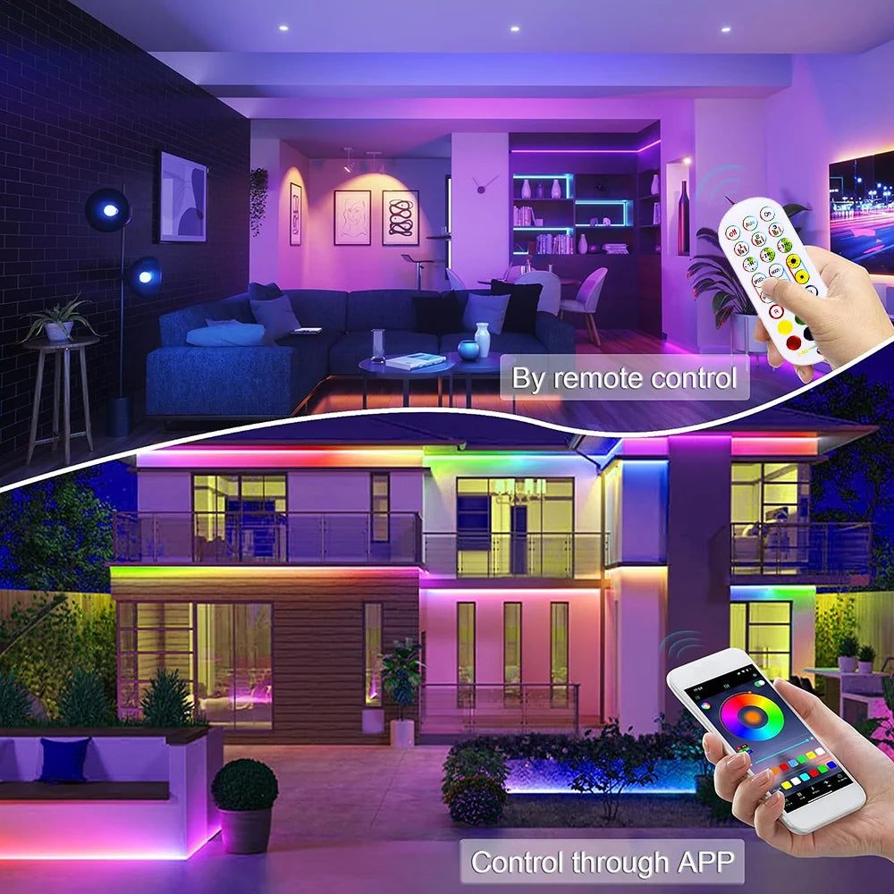 Neon LED Strip light Bendable Shape Lights RGB Smart WIFI LED Strip Light Compatible with Alexa, 12V 108leds/m Waterproof Music Sync DIY Tape Controlled by APP