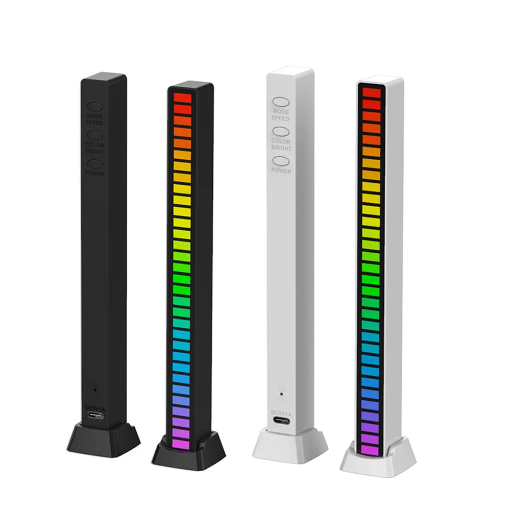 RGB Music Equalizer Sound Reactive Bar Music Sound Activated Rhythm Lamp Bar Sound Control LED Car Atmosphere Light Bar Colorful Music Ambient Light Up EQ