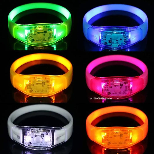 Sound Reactive Bracelet Silicone LED Light Up Bracelet Sound Activated Glow Flash Bangle Wristband Gift Wedding Party Favors Halloween Festival