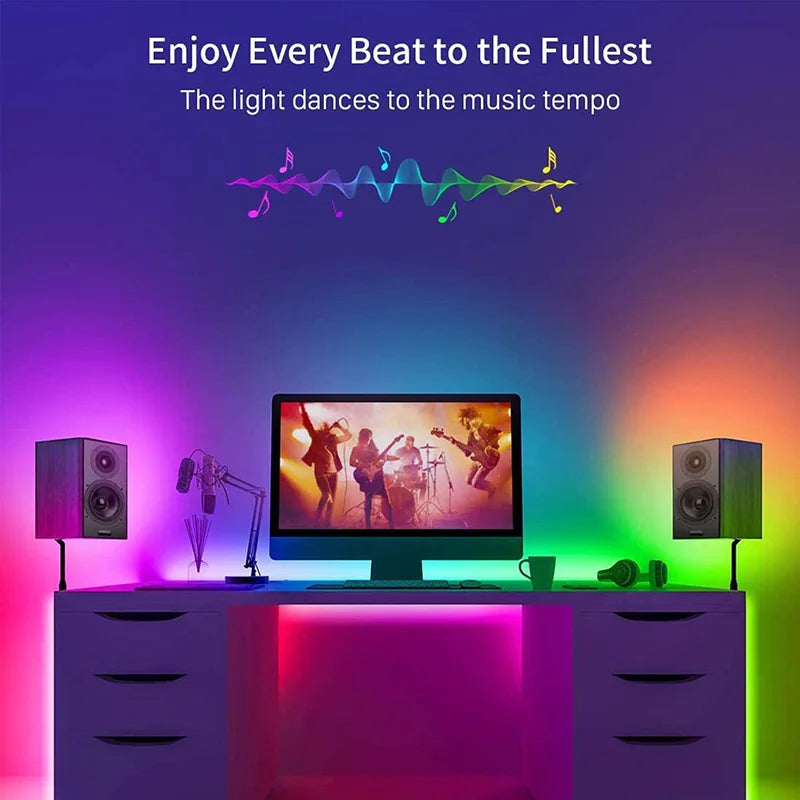 Decorative RGB LED Strip Light Self Adhesive 5050 RGB USB Flexible Lamp Cable Bluetooth APP Control Desk Screen TV Back Lighting