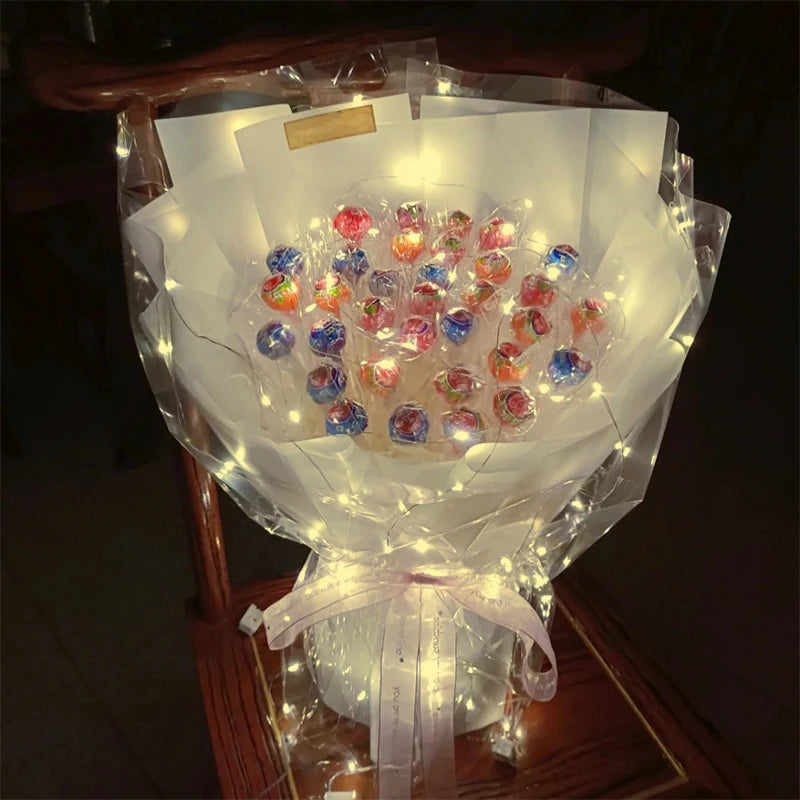 Wedding Light Up Bouquet Wrapping Cellophane Light Up Clear Wrap Waterproof Flower Gift Packing Luminous LED Clear Cellophane  For Valentine Day Party Craft Paper