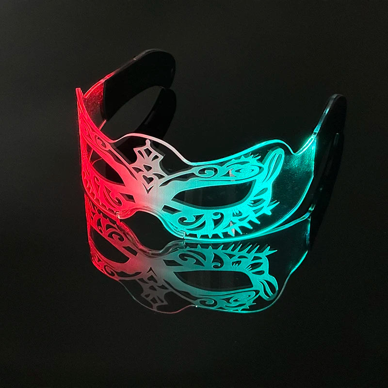 Clear Glow DJ Glasses Multicolor Futuristic Cyberpunk Glowing Glasses LED Glasses Masquerade Mask Party Glasses Eyewear Costume Cosplay