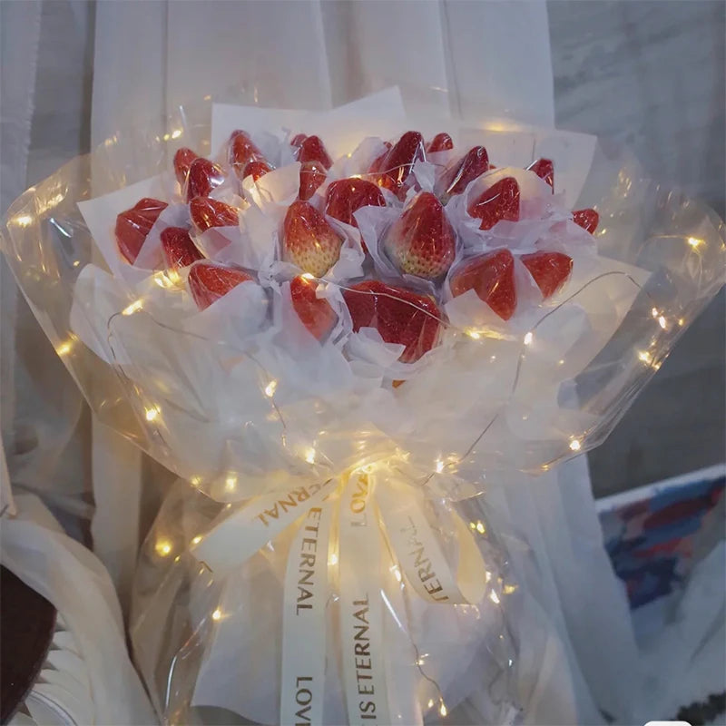 Wedding Light Up Bouquet Wrapping Cellophane Light Up Clear Wrap Waterproof Flower Gift Packing Luminous LED Clear Cellophane  For Valentine Day Party Craft Paper