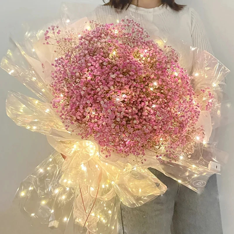 Wedding Light Up Bouquet Wrapping Cellophane Light Up Clear Wrap Waterproof Flower Gift Packing Luminous LED Clear Cellophane  For Valentine Day Party Craft Paper