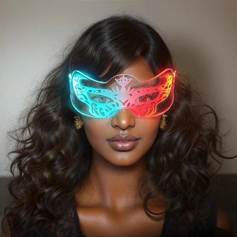 Clear Glow DJ Glasses Multicolor Futuristic Cyberpunk Glowing Glasses LED Glasses Masquerade Mask Party Glasses Eyewear Costume Cosplay