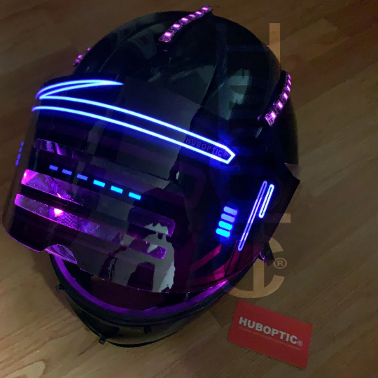 Electro Robot Helmet HUBOPTIC® LED Helmet Sound Reactive illuminated Helmet ledhelmet7001