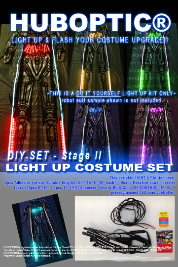 Cyber Robot Costume Light Up Kit Accesories Sound Reactive HUBOPTIC® Gear Customization ledgears80001