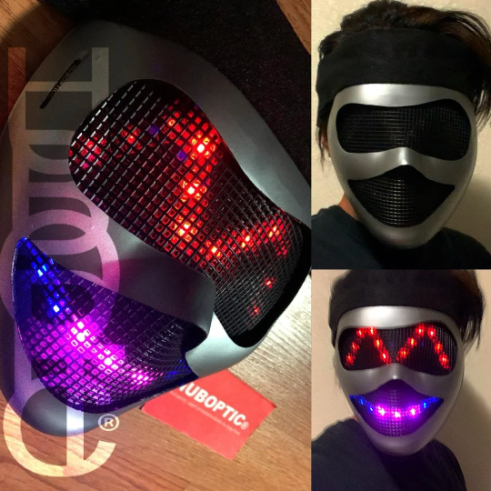 Cyborg Smiley Face Props LED Mask HUBOPTIC® DJ mask Sound Reactive Light Up Mask ledmask26001