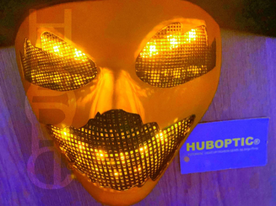 Glow in dark Skull Monster Robot Mask HUBOPTIC® DJ mask Sound Reactive Light Up Mask ledmask16001