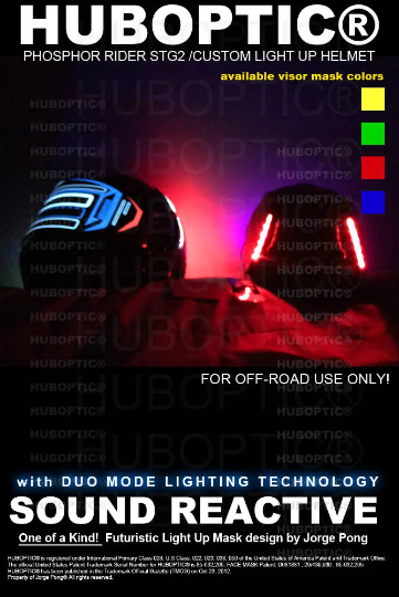 Phosphor Stg2 Robot Helmet HUBOPTIC® LED Helmet Sound Reactive illuminated Helmet ledhelmet8001