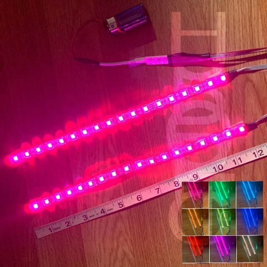 Cosplay LED Light Up Kit Portable Strip 12" Multi-Color RGB Strips Costume Party HUBOPTIC® Portable DIY lights ledcuts150001