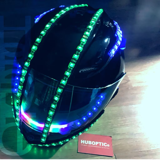 Light Up Cyborg Helmet HUBOPTIC® Helmet Sound Reactive illuminated Helmet ledhelmet4001