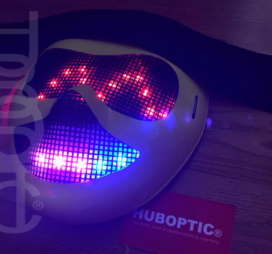 Cyborg Smiley Face Props LED Mask HUBOPTIC® DJ mask Sound Reactive Light Up Mask ledmask26001