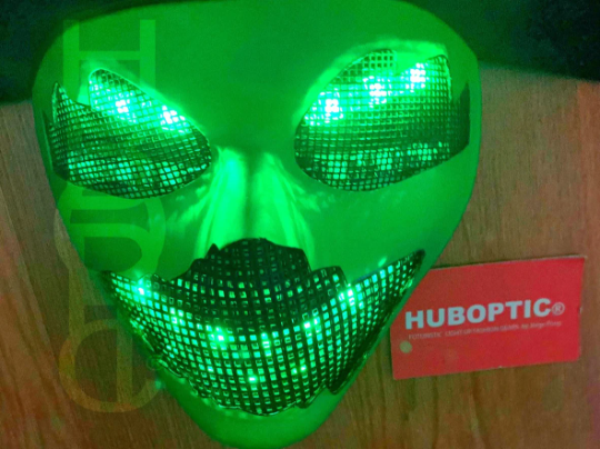 Glow in dark Skull Monster Robot Mask HUBOPTIC® DJ mask Sound Reactive Light Up Mask ledmask16001