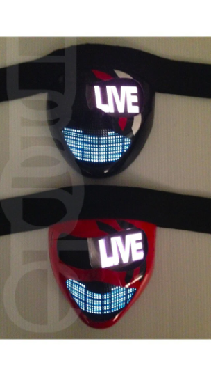 Custom Stripes Logo Robot Mask HUBOPTIC® DJ mask Sound Reactive Light Up Mask ledmask10001