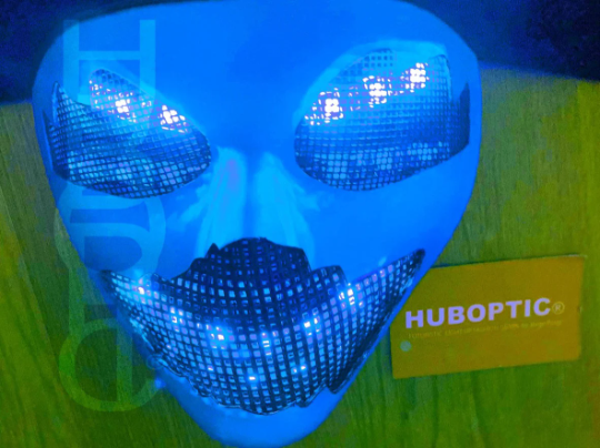 Glow in dark Skull Monster Robot Mask HUBOPTIC® DJ mask Sound Reactive Light Up Mask ledmask16001