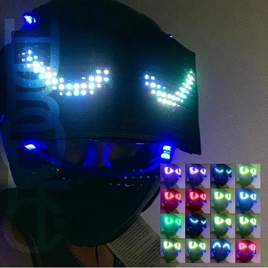 Cat eyes Robot Helmet HUBOPTIC® LED Helmet Sound Reactive illuminated Helmet ledhelmet9001