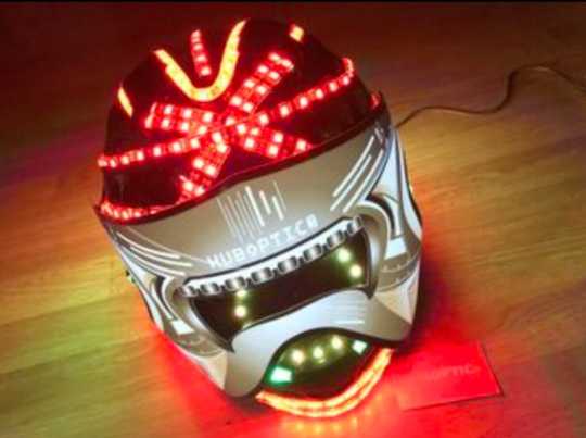 Commission custom Helmet (Royalty Licensing Free) HUBOPTIC® LED Dj Helmet Customization ledhelmet13001