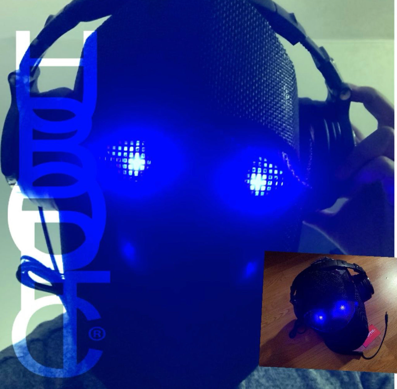 Custom DJ Mask HUBOPTIC® Distortion Streamer Sound Reactive FX Gigs Props Stage Mask  ledmask30001